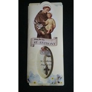 St Anthony Pray For Us Cross and Medal on Chain with 13 Tuesday Devotion Prayers